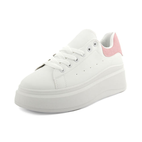 chunky platform sneakers pink white shoes