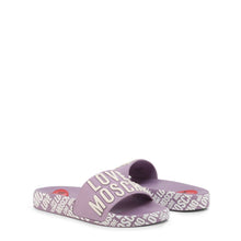 Load image into Gallery viewer, purple love moschino shoes sandals slides