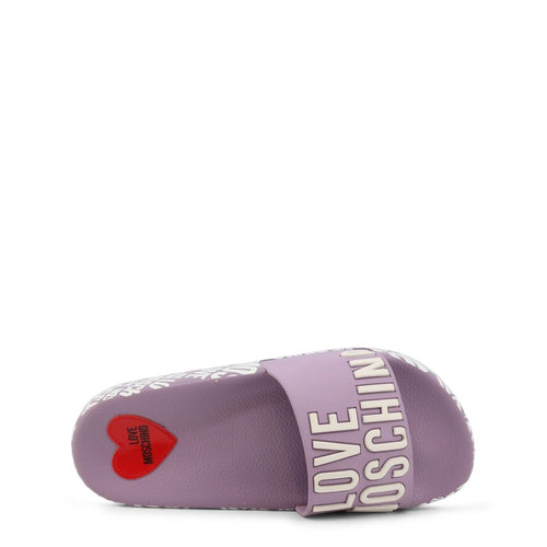 purple love moschino shoes sandals slides