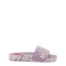 Load image into Gallery viewer, purple love moschino shoes sandals slides