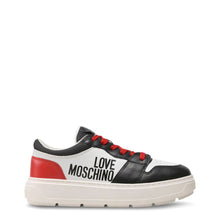 Load image into Gallery viewer, love moschino sneakers black red white leather tennis shoes