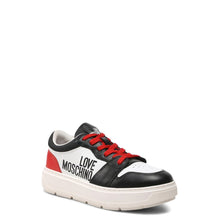 Load image into Gallery viewer, love moschino sneakers black red white leather tennis shoes