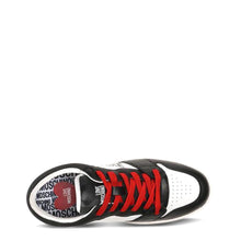 Load image into Gallery viewer, love moschino sneakers black red white leather tennis shoes