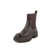Load image into Gallery viewer, chunky ankle booties lug sole heel brown acid wash boots