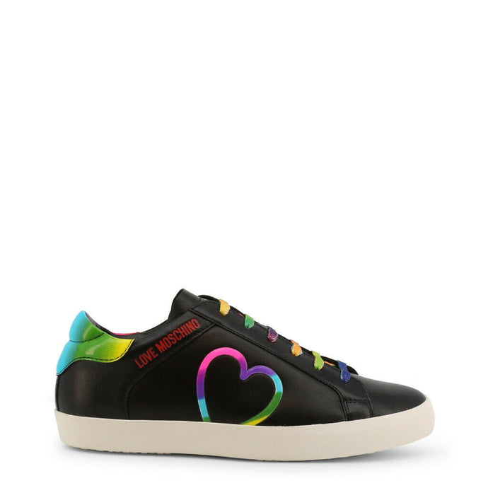 love moschino rainbow heart sneakers black