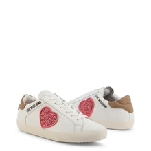 Load image into Gallery viewer, love moschino pink glitter heart sparkle sneakers white