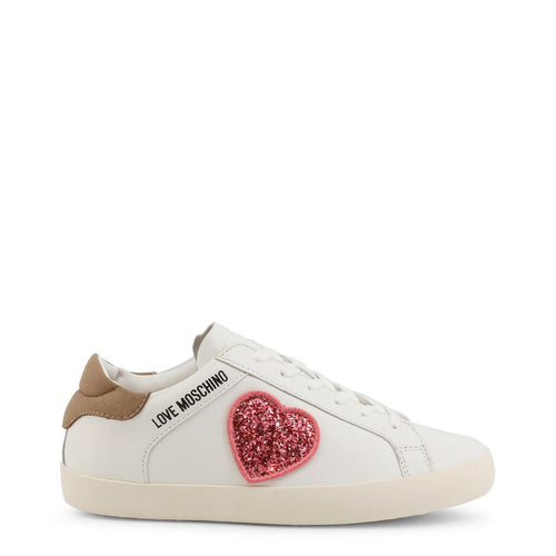 love moschino pink glitter heart sparkle sneakers white
