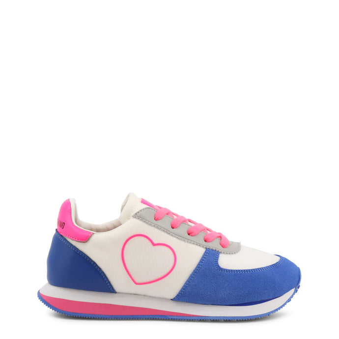 love moschino pink white blue heart sneakers shoes
