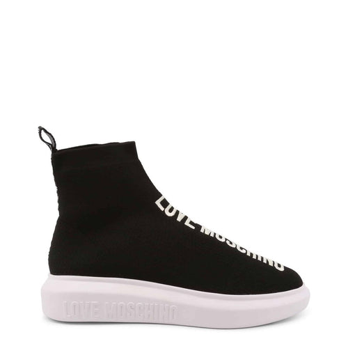 love moschino black white high top sneakers