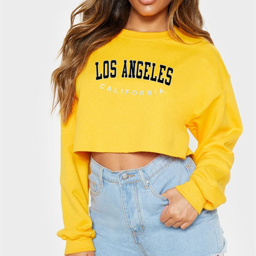 LA Crop Top Sweatshirt Hey Rich Girl