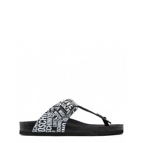 Love Moschino flip flops sandals black white