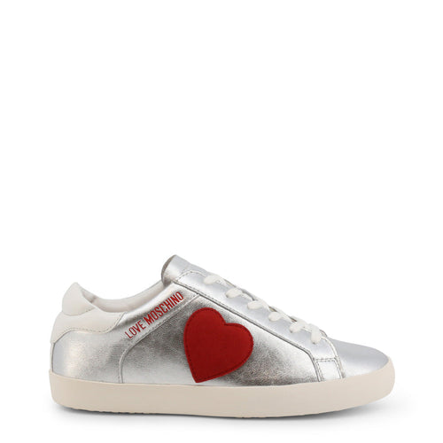 Love Moschino silver heart sneakers
