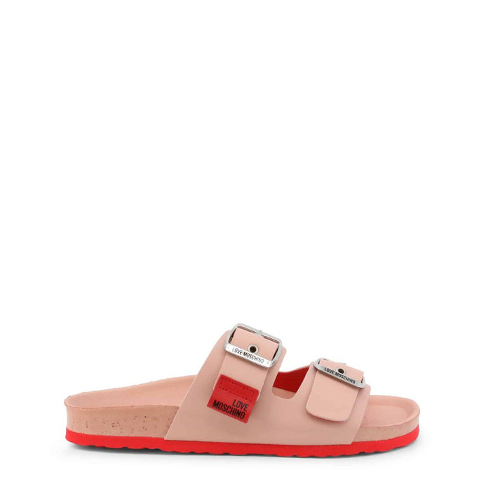 love moschino pink slide sandals 