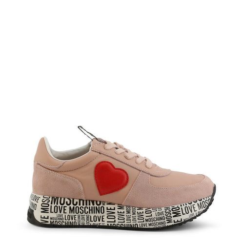 Love Moschino Pink Heart Suede Sneakers Shoes
