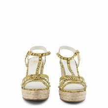 Load image into Gallery viewer, laura biagiotti yellow snakeskin wedge heel espadrille